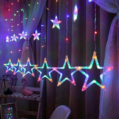 The Purple Tree Multicolor Star Curtain LED for Diwali
